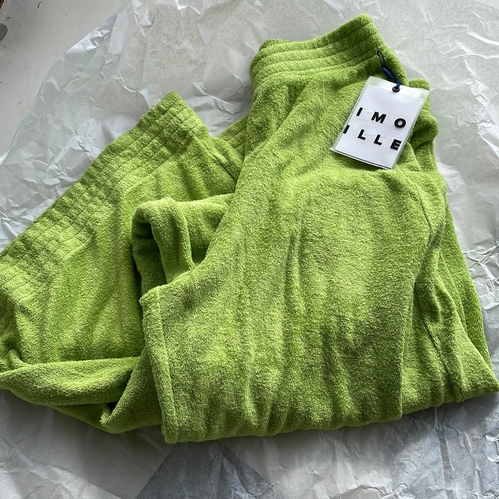Simon Miller terry wide leg Loa Pant in lime green, size small